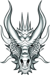 mythical fairy black white sketch  dragon with fire vector