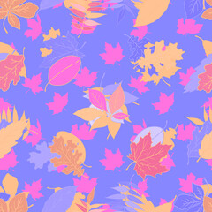 Fototapeta na wymiar Pattern from different leaves. Vegetable background. Seamless vector pattern for textiles, fabrics, packaging, clothing.