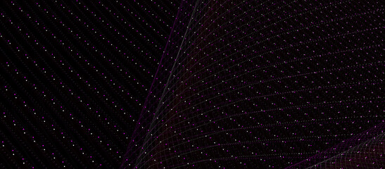 Polygons particles luxury background. Digital dynamic wave of dots. 3D rendering.