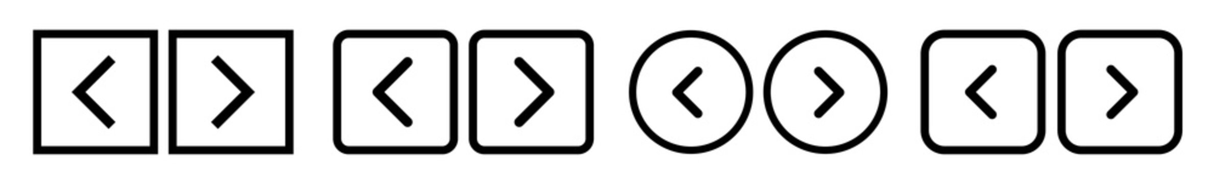 Back Next Button Icon Black Line | Previous Forward Buttons Illustration | Video Audio Player Navigate Symbol | Left Right Logo | Game Arrow Sign | Isolated | Variations