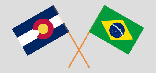 Crossed flags of The State of Colorado and Brazil