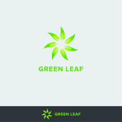 Organic green leaf logo design template