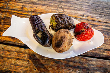 Roasted vegetables on the grill.