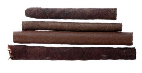 Hand rolled cigars isolated on white background