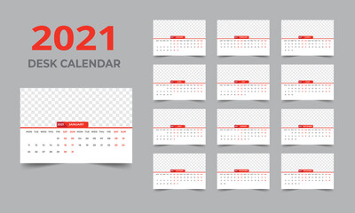 Desk calendar design 2021 template Set of 12 Months, Week starts Monday, Stationery design, calendar planner
