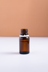 natural cosmetics concept, isolated glass bottle with hyaluronic acid