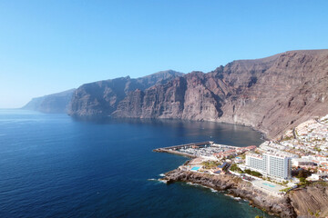 Fototapeta premium Aerial view of Los Gigantes Cliffs in Tenerife, Canary Islands, Spain. High quality photo