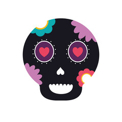 mexican skull flat style icon vector design
