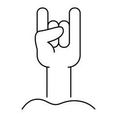 death hand with rock and roll symbol line style icon