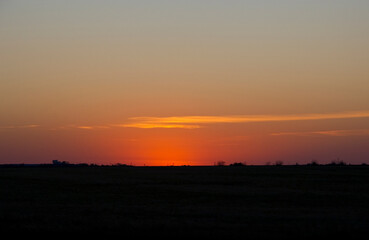 Evening sunset on the Tavrida highway in the Crimea.