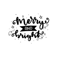 Merry Christmas. Hand drawn Christmas phrases. Modern calligraphic artwork in vector.