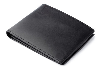 Black leather men purse isolated on a white background