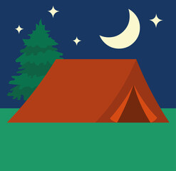 Vector background illustration of a night camp