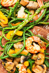 Prawn with asparagus beans