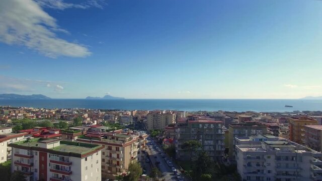 Flight over Naples Italy by the sea and at the foot of the volcano 1