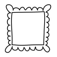 Hand drawn square frame with original plastic border. Black and white design element for decoration. Doodle border copy space