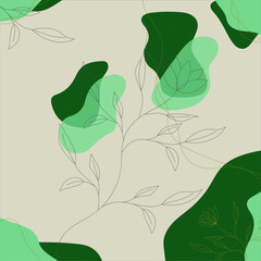 green abstract background, Brush strokes in soft pastel colors on a white background.