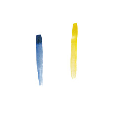 Drawing of watercolor blue and yellow spot on white background. Watercolor texture. Isolated