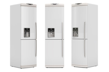 Refrigerator, front and side views. 3D rendering