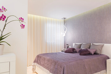 Modern Luxury Bedroom With Orchid flowers, Home Renovation