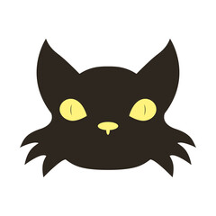 halloween cat black head flat style icon