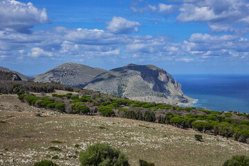 Beautiful view from top of Monte Pellegrino (Pilgrim Mountain), which overlooks whole Palermo bay. Palermo, Sicily, Italy.