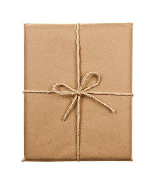 Gift in brown paper tied with string
