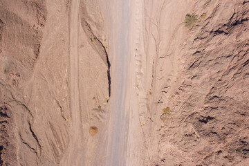 Desert path, high altitude aerial image.
