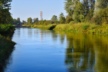 panoramic view of the Adda river in Lombardy