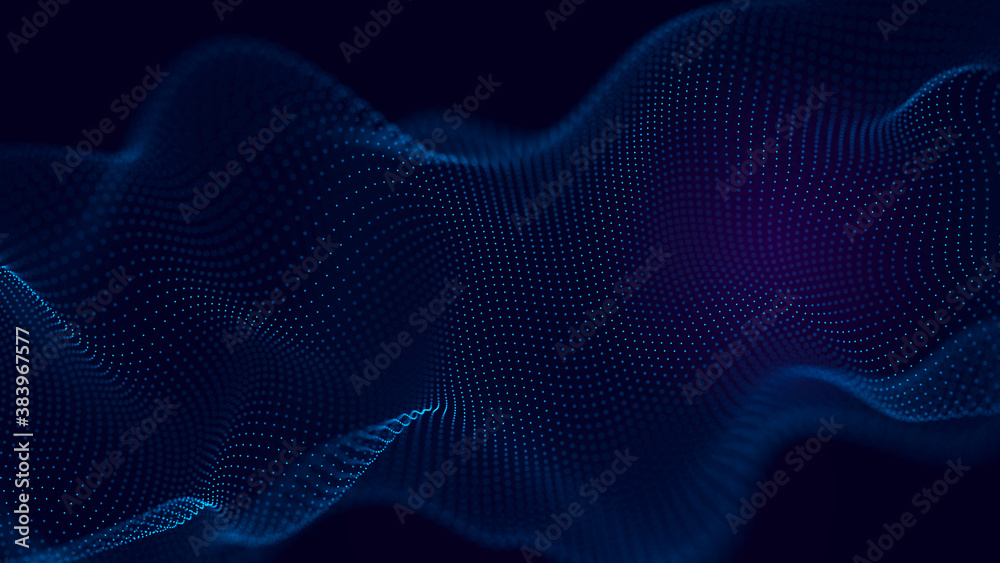 Poster Abstract technology wave. Analytics view. Futuristic background. 3d rendering.