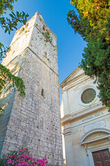 Fototapeta na wymiar Valle/Bale town, church and tower, Croatia