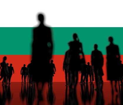 Unknown people on the flag of Bulgaria background 3d rendering