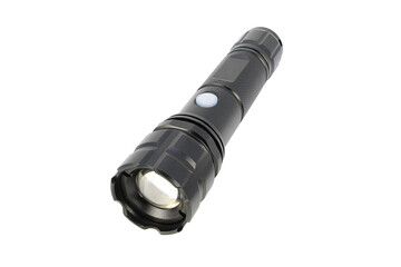 Black led water proof  zoom flashlight  isolated on white background