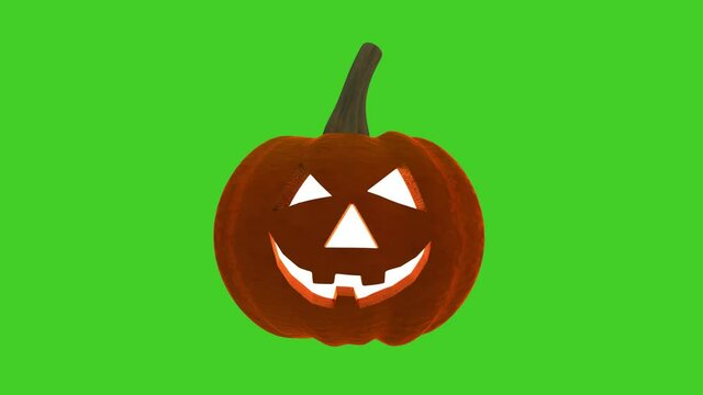 Halloween Funny Pumpkin on a green background