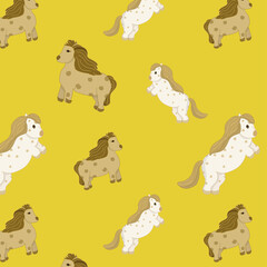 Fototapeta premium Vector seamless pattern. Ponies and horses 