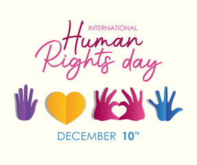 international human rights and hands with hearts vector design