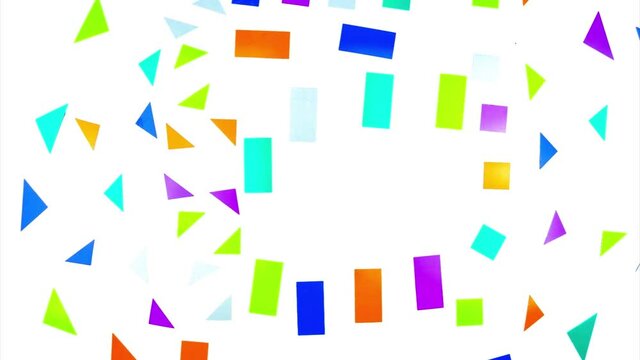 background made up of colored parts. stop motion. parts come together