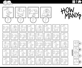 how many animals counting game coloring book page