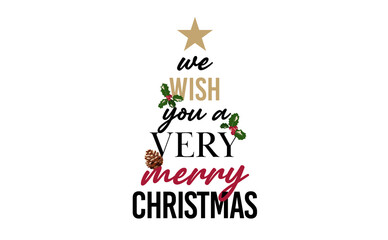 Naklejka na ściany i meble Christmas tree We wish you a very merry christmas White