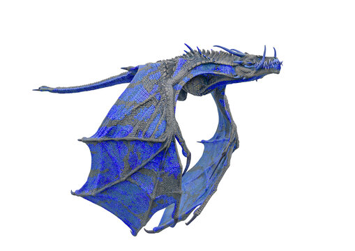 master dragon is flying in white background side view