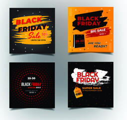 Black friday sale. Black social media banner. Poster Sale. The original inscription. Vector