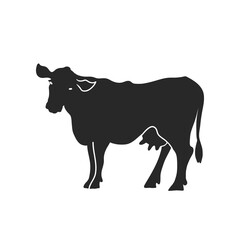 Cow vector silhouette. Farm animal logo. Dairy product icon.