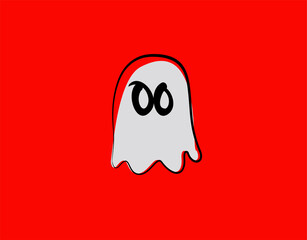 Spooky Halloween icon character on red background in vector illustration