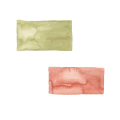 Abstract hand draw watercolor brown and green stain on white background for design