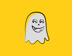 Spooky Halloween flat icon on yellow background in vector illustration