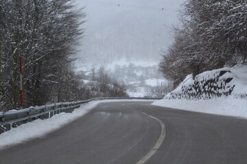 winter road in the snow