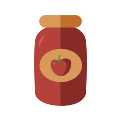 Tomato sause in flat style. Ingredients for Italian cuisine. Pieces of traditional vegetable for Italian pizza. Vector clipart for culinary book, pizzeria menu and web design.