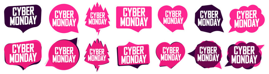 Fototapeta premium Cyber Monday, Set Sale banners design template, discount tags, final season offers, vector illustration