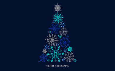 Christmas tree Snowflake Navy blue
