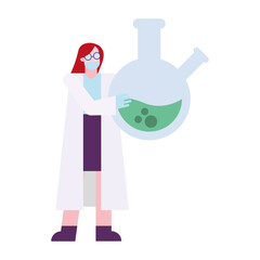 chemical woman with sphere flask vector design